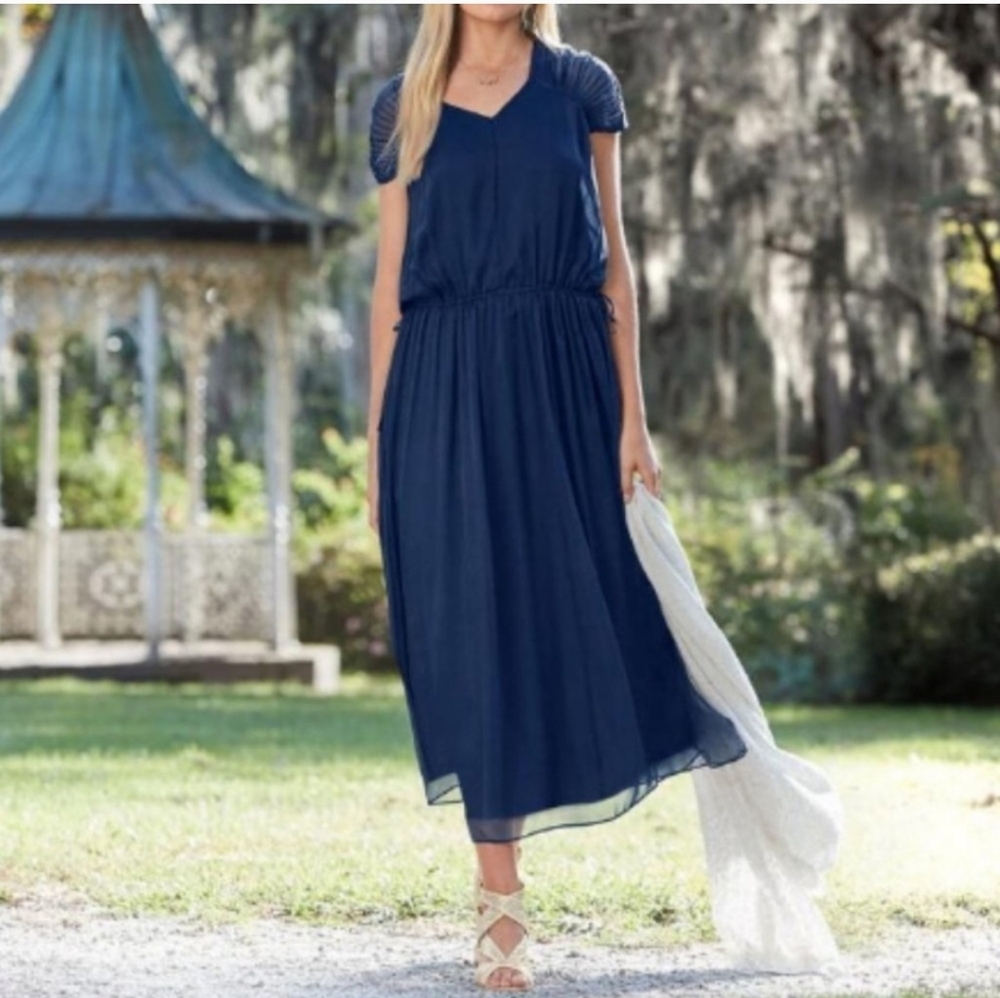 Sundance Navy Blue Silk Maxi Dress
